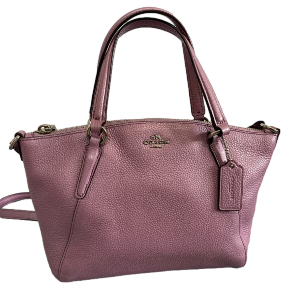 Coach lilac metallic Kelsey mini-satchel/crossbody purse.